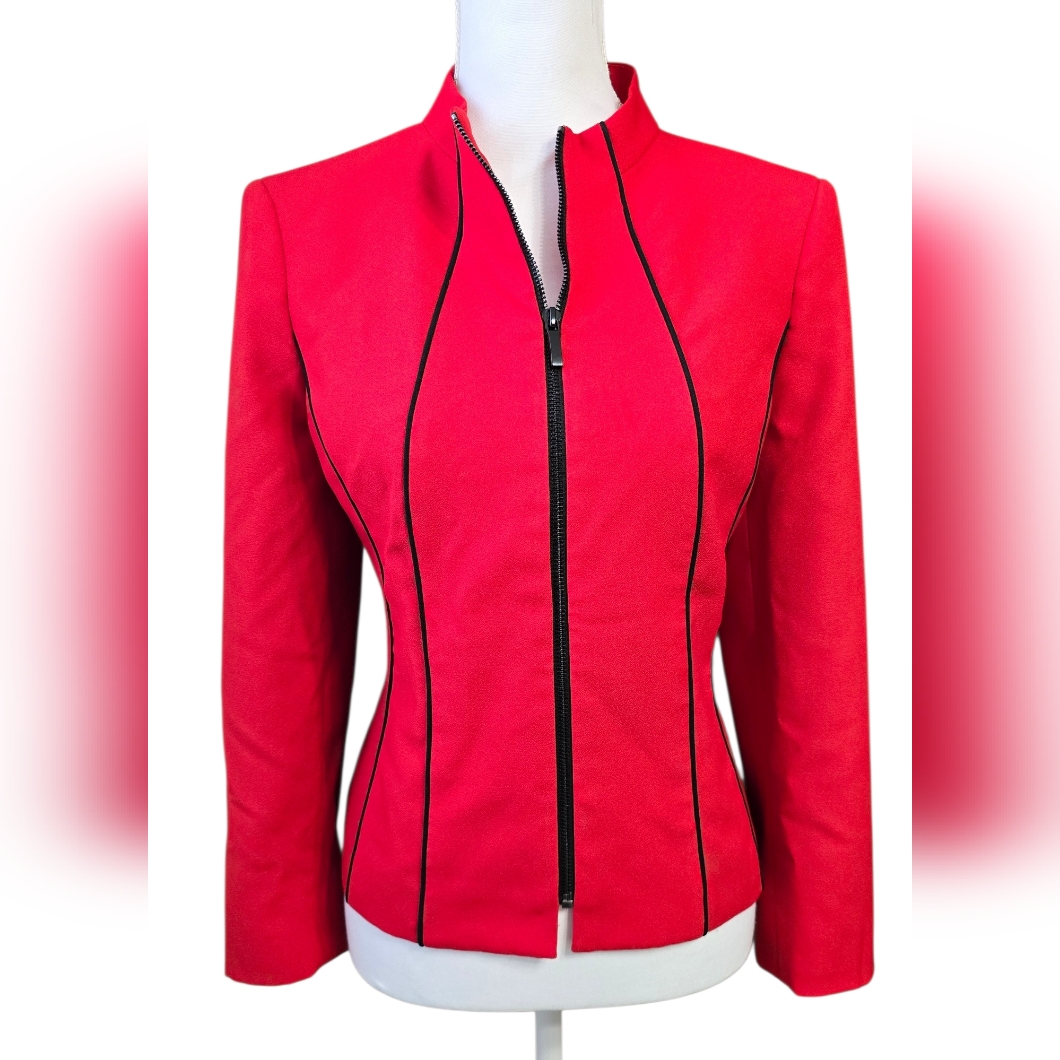 Kasper Women's Red Jacket With Black Accents